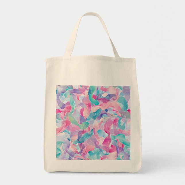 Pastel Abstract Ribbon Pattern Tote Bag (Front)