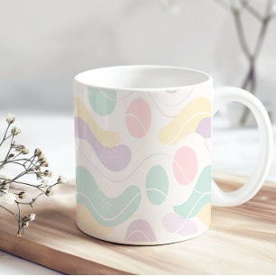 Pastel Abstract Seamless Pattern Waves and Circles Coffee Mug