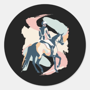 Pastel Abstract Shapes Horseback Riding Equestrian Classic Round Sticker