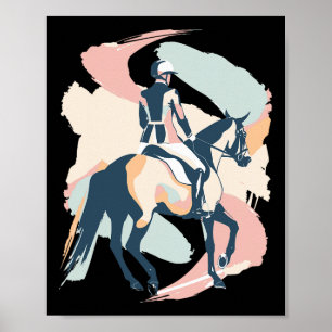 Pastel Abstract Shapes Horseback Riding Equestrian Poster