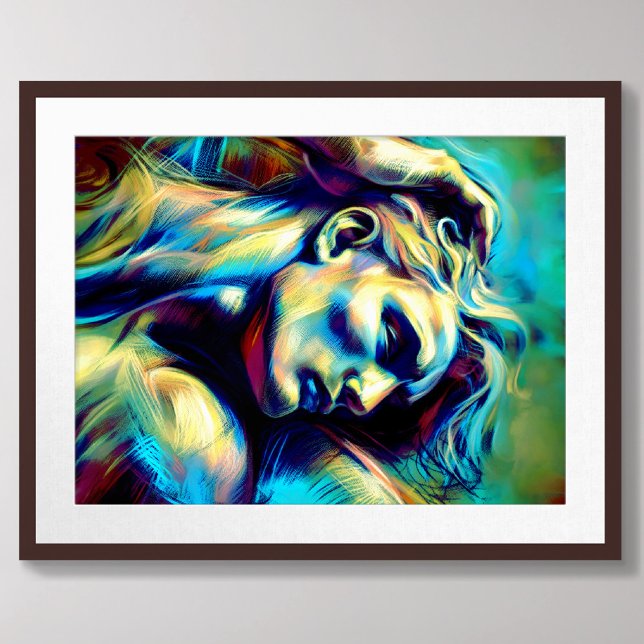 Pastel Abstract Sketch Reclining Man Blue Green Poster (Creator Uploaded)