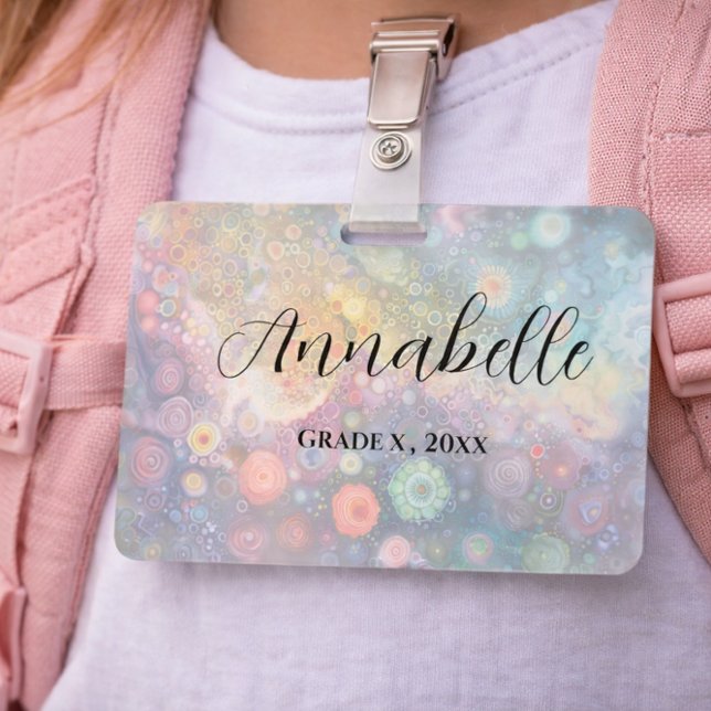 Pastel Abstract Student Name School Aesthetic ID Badge (Creator Uploaded)
