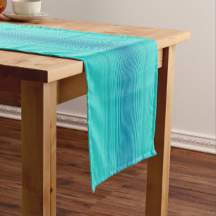 Pastel Abstract Turquoise Blue Green Stripes Short Table Runner