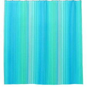 Pastel Abstract Turquoise Blue Green Stripes Shower Curtain