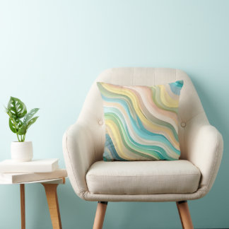 Pastel Abstract Wave Throw Pillow