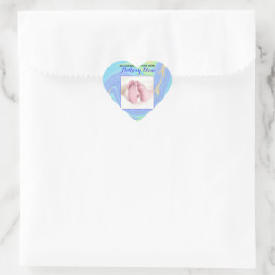 Pastel Abstract Welcome New Born with Custom Photo Heart Sticker