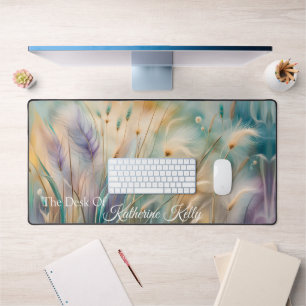 Pastel Abstract Whispers of Nature, Grasses Desk Mat