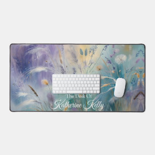 Pastel Abstract Whispers of Nature, Grasses Desk Mat