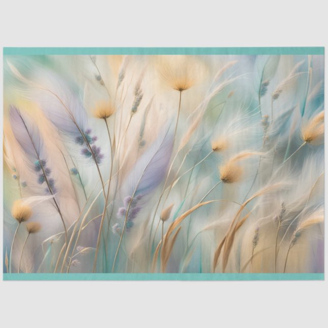 Pastel Abstract Whispers of Nature, Grasses II Tissue Paper (Front)