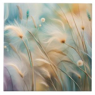 Pastel Abstract Whispers of Nature, Grasses IV Ceramic Tile