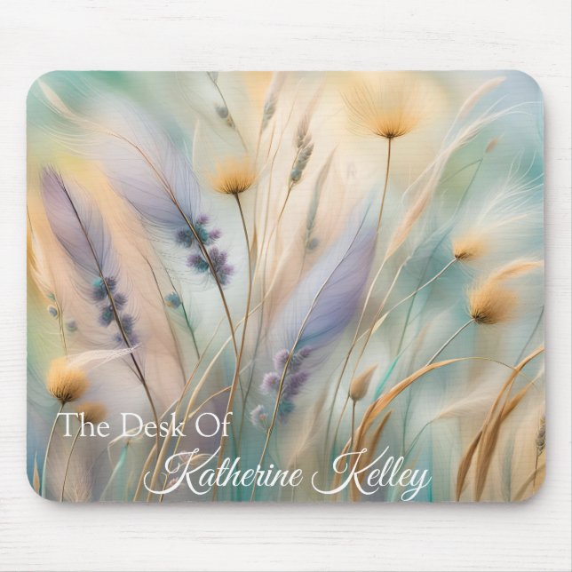 Pastel Abstract Whispers of Nature, Grasses Mouse Pad (Front)