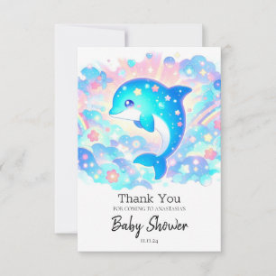 Pastel Adorable Dolphin Baby Shower Thank You Card