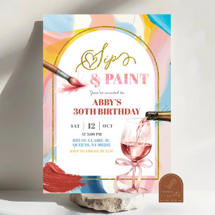 Pastel Adult Birthday Paint and Sip Invitation