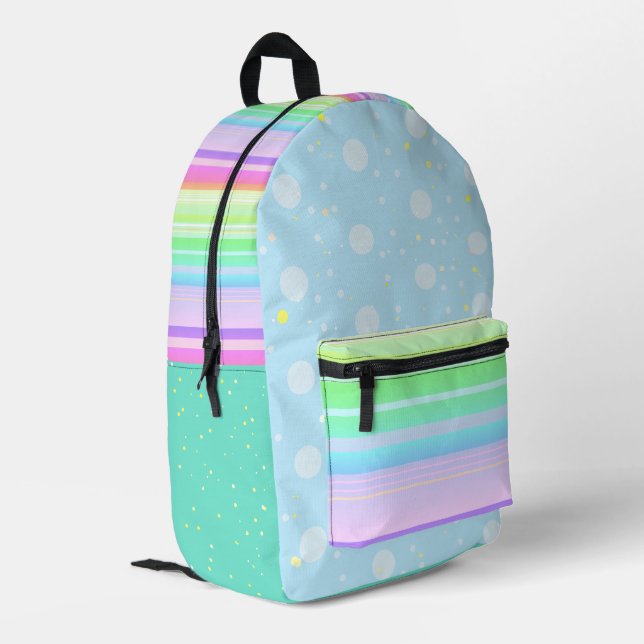 Pastel aesthetic cute rainbow blue Backpack (Back Corner Left)