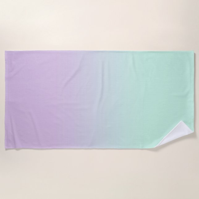 Pastel Aesthetic Mint And Lilac Gradient Ombre  Beach Towel (Front)