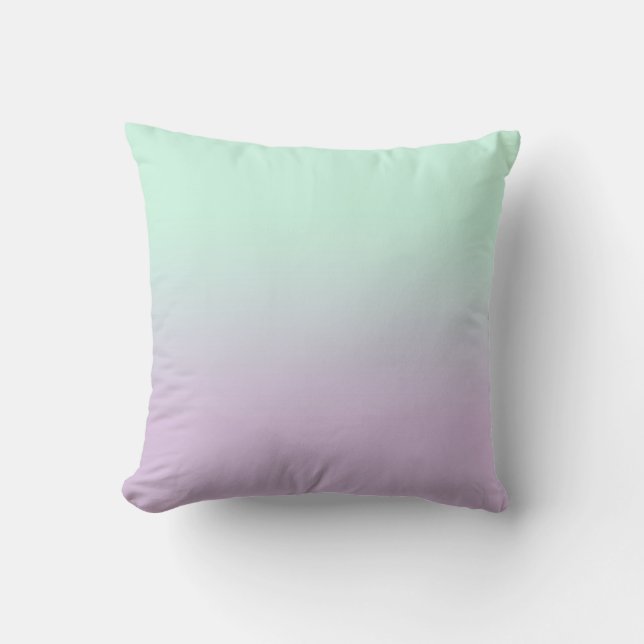 Pastel Aesthetic Mint And Lilac Gradient Ombre  Cushion (Front)