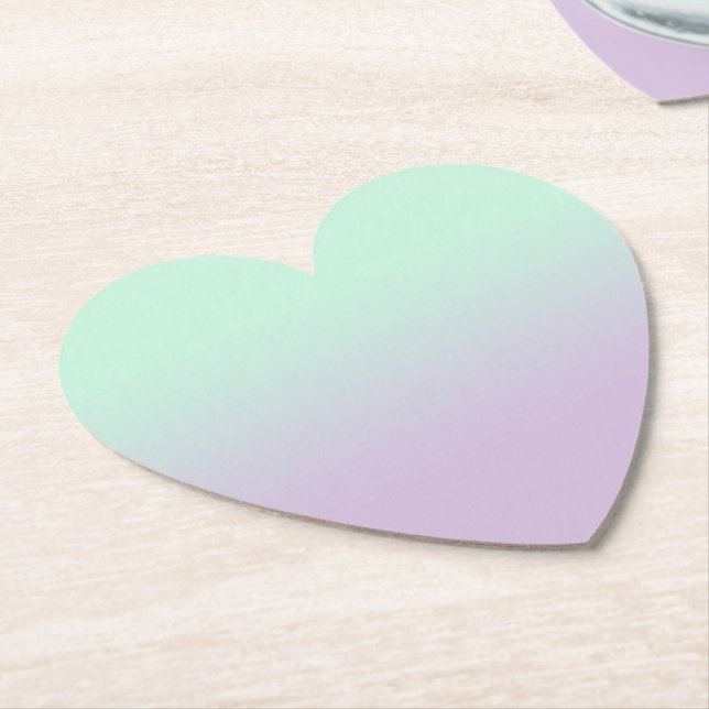 Pastel Aesthetic Mint And Lilac Gradient Ombre   Paper Coaster (Angled)