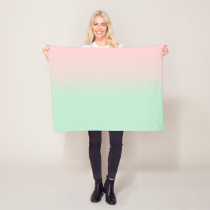 Pastel Aesthetic Muted Gradient Pink Mint Green   Fleece Blanket