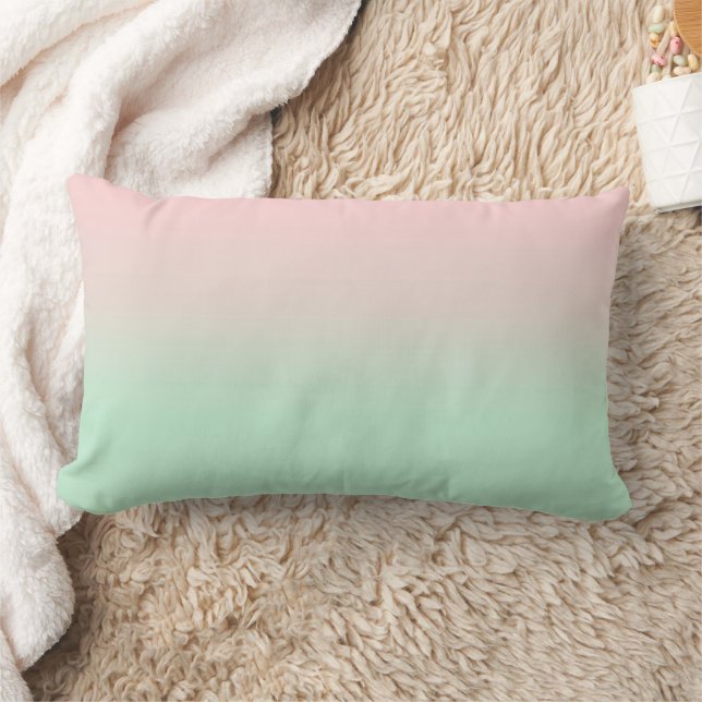Pastel Aesthetic Muted Gradient Pink Mint Green   Lumbar Cushion (Blanket)