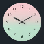 Pastel Aesthetic Ombre Gradient Pink Mint Green  Large Clock<br><div class="desc">Add your name and personalise this yoga mat. Beautiful digital watercolor pastel pink and mint green muted gradient ombre design. Simple,  calm,  relaxing and glam,  boho,  chic modern yoga mat. Gradient gift. Personalised Gradient gifts. Beautiful korean aesthetic pastel pink and mint green home gifts decor.</div>