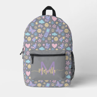 Pastel Aesthetic Pattern Backpack with Initial