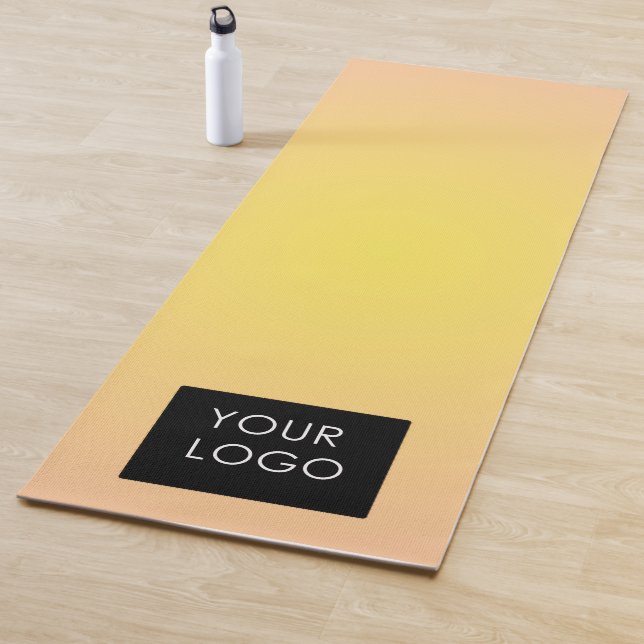 Pastel Aesthetic Peach Orange Yellow Gradient Logo Yoga Mat (In Situ)