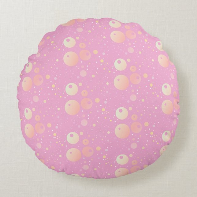 Pastel aesthetic pink dots pattern  round cushion (Front)
