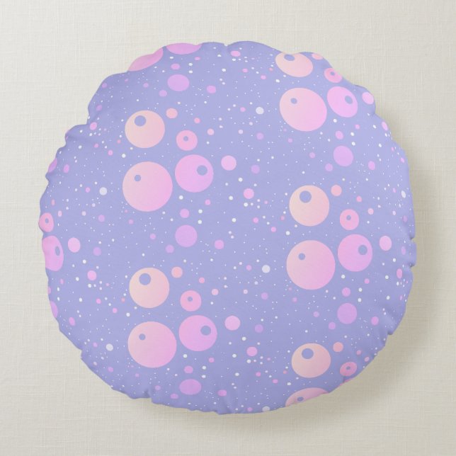 Pastel aesthetic purple dots pattern  round cushion (Front)