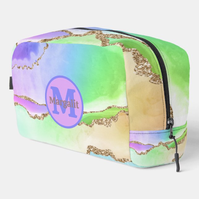 Pastel Agate Rainbow Holographic Dop Kit Dopp Kit (Right Corner)