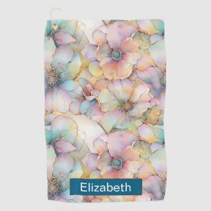 Pastel Alcohol Ink Floral Personalised Golf Towel