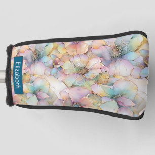 Pastel Alcohol Ink Floral Personalized Golf Head Cover