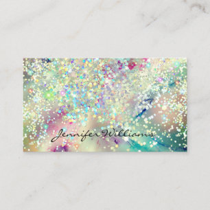 Pastel Alcohol Ink Holographic Glitter Elegant Business Card