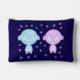 Pastel Alien Twin Sisters Cute Cosmic Kawaii Accessory Pouch