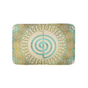 Pastel and Gold Choku Rei Symbol in Mandala Bath Mat