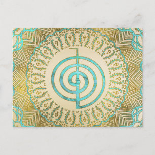 Pastel and Gold  Choku Rei Symbol in Mandala Postcard