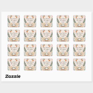 Pastel Angel Christmas Square Sticker