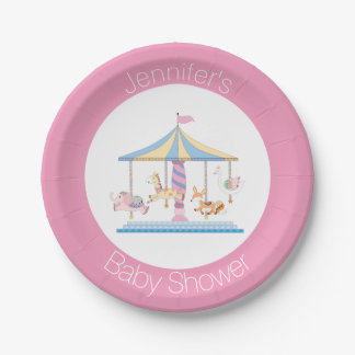 Pastel Animal Carousel Baby Shower Plate
