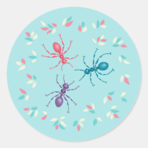 Pastel Ants Insect Lover Classic Round Sticker