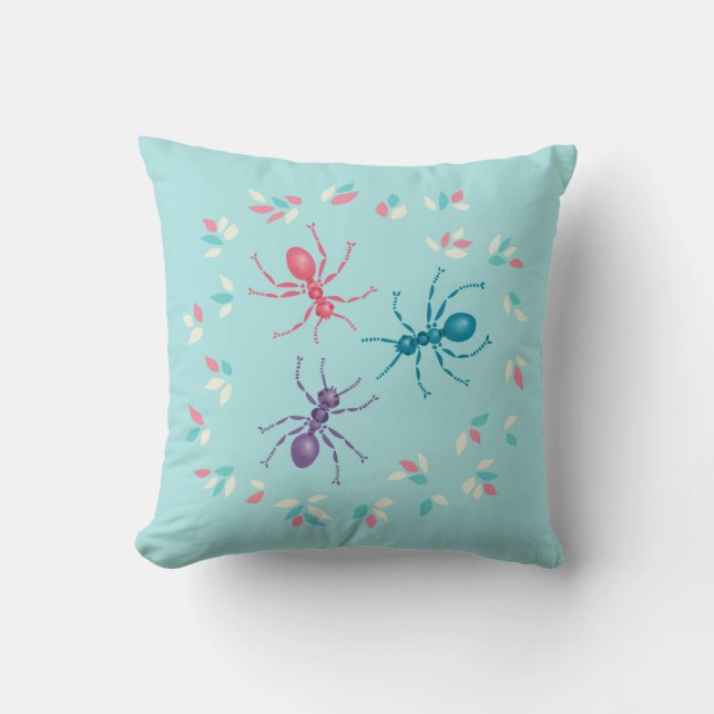 Pastel Ants Insect Lover Cushion (Front)