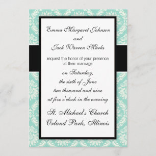 pastel aqua and cream fleur elegant damask invitation