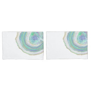 Pastel Aqua and Purple Agate Pattern Pillowcase
