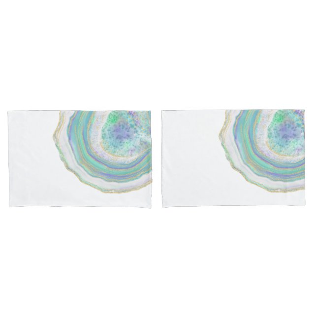 Pastel Aqua and Purple Agate Pattern Pillowcase (Front-Set)