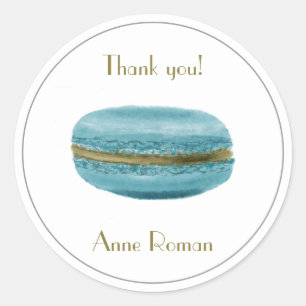 Pastel Aqua Blue Macaron Thank You Classic Round Sticker