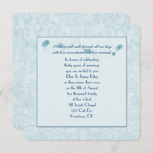 pastel aqua damask vow renewal invitation