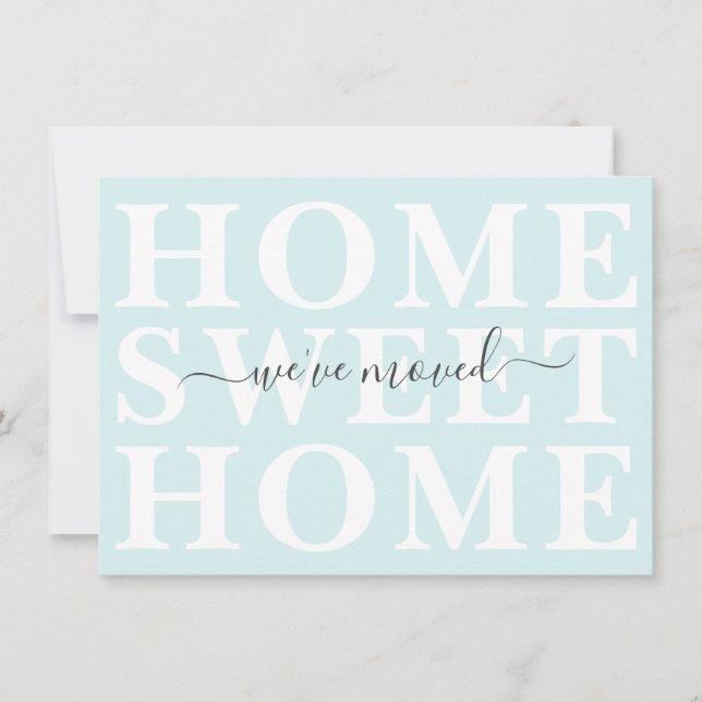 Pastel Aqua Home Sweet Home We've Moved Announcement (Front)