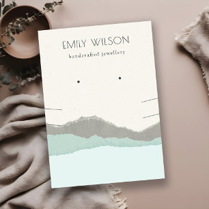 Pastel Aqua Kraft Mountain Wave Earring Necklace Business Card