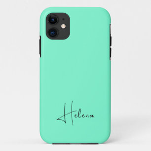 Pastel Aqua Solid Colour Minimalist Personalise iPhone 11 Case