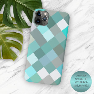 Pastel Aqua Turquoise Jade Green Pixel Block Art iPhone 11 Pro Max Case