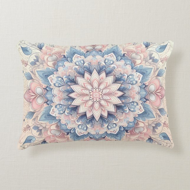 Pastel Arabesque Mandala Art Decorative Cushion (Front)