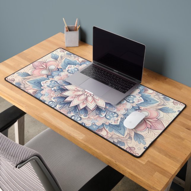 Pastel Arabesque Mandala Art Desk Mat (Office 2)